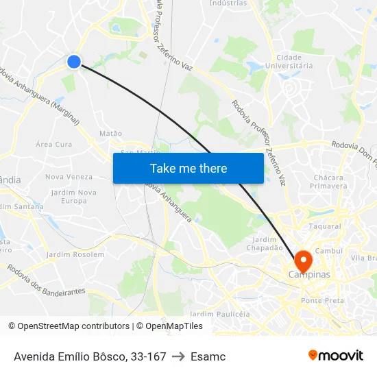 Avenida Emílio Bôsco, 33-167 to Esamc map