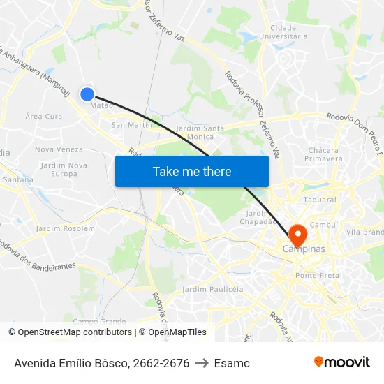 Avenida Emílio Bôsco, 2662-2676 to Esamc map