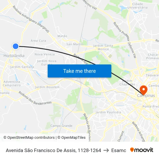 Avenida São Francisco De Assis, 1128-1264 to Esamc map