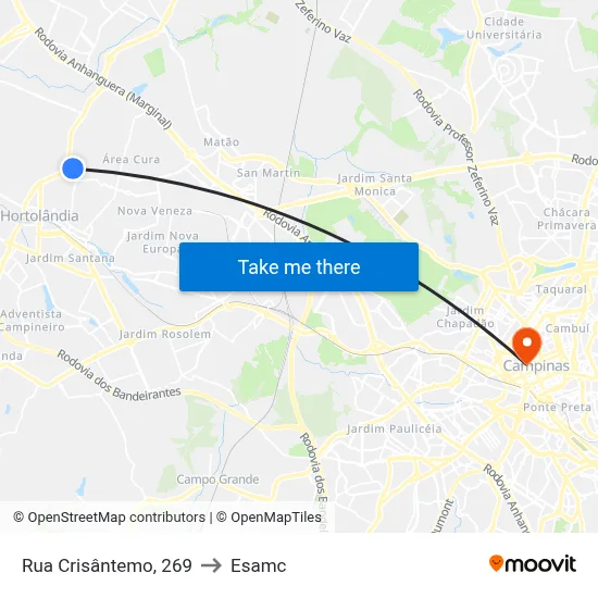 Rua Crisântemo, 269 to Esamc map