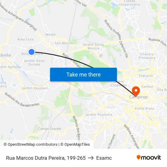 Rua Marcos Dutra Pereira, 199-265 to Esamc map