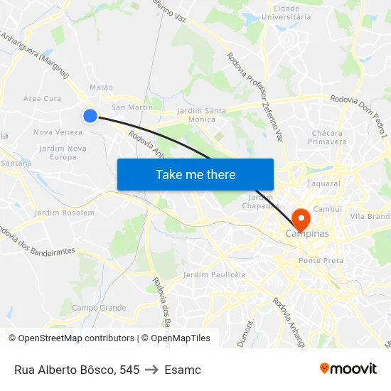 Rua Alberto Bôsco, 545 to Esamc map