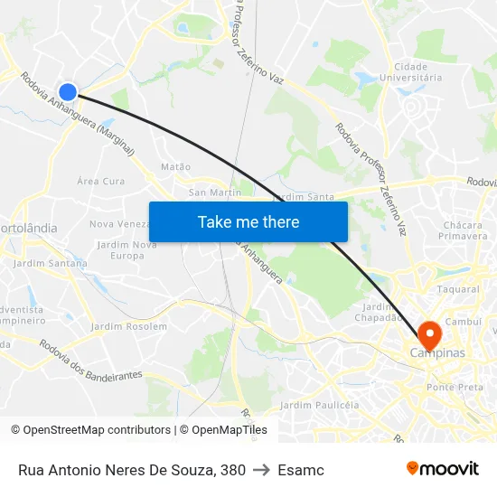 Rua Antonio Neres De Souza, 380 to Esamc map