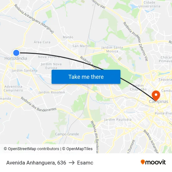 Avenida Anhanguera, 636 to Esamc map