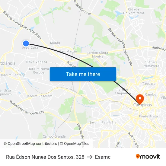 Rua Édson Nunes Dos Santos, 328 to Esamc map