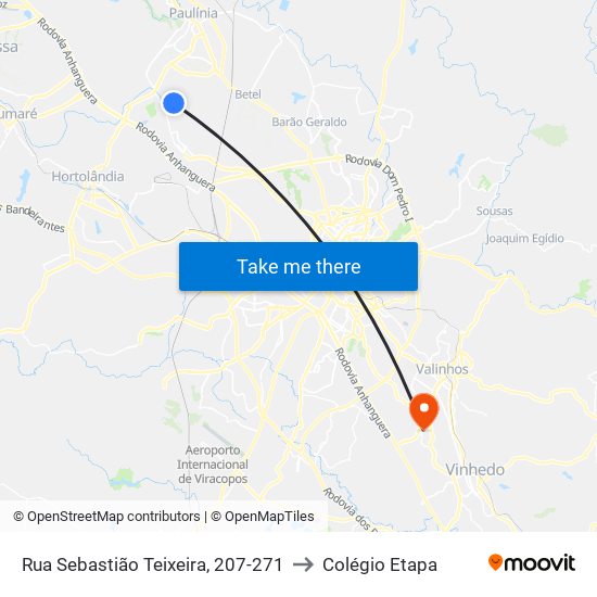 Rua Sebastião Teixeira, 207-271 to Colégio Etapa map