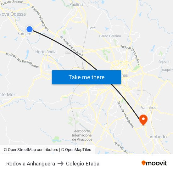 Rodovia Anhanguera to Colégio Etapa map