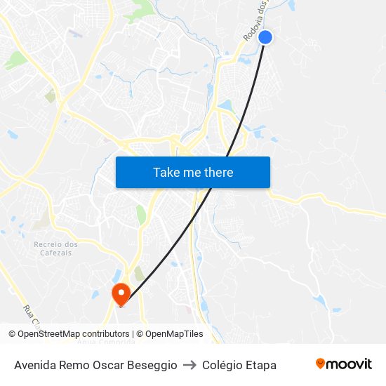 Avenida Remo Oscar Beseggio to Colégio Etapa map