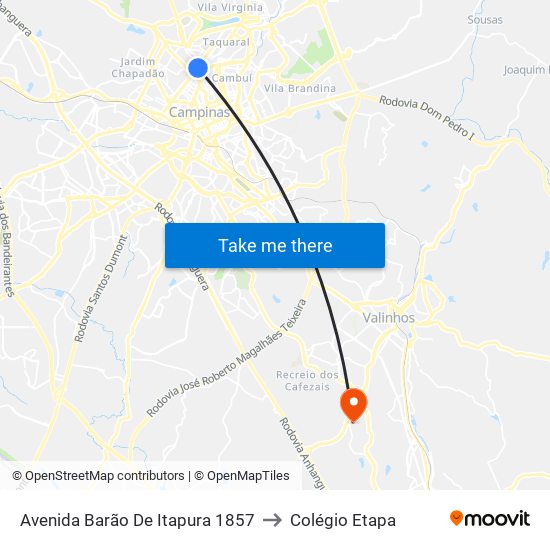 Avenida Barão De Itapura 1857 to Colégio Etapa map