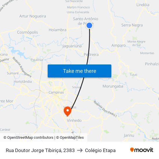 Rua Doutor Jorge Tibiriçá, 2383 to Colégio Etapa map