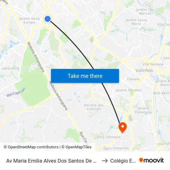Av Maria Emilia Alves Dos Santos De Angelis 520 to Colégio Etapa map