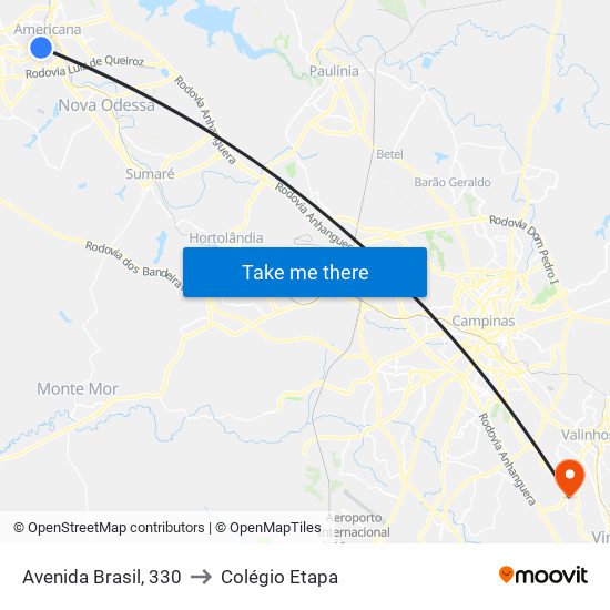 Avenida Brasil, 330 to Colégio Etapa map