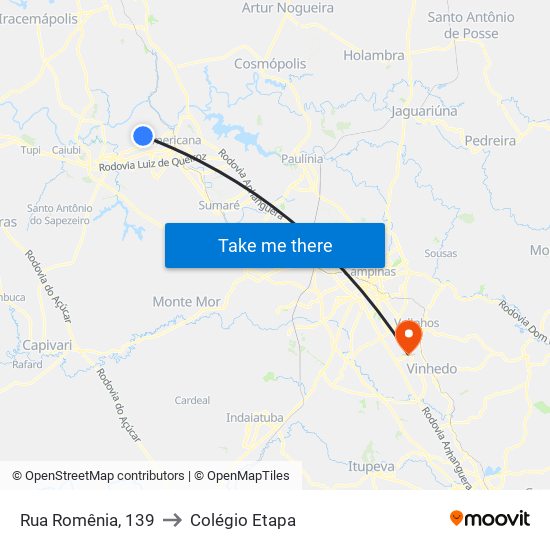 Rua Romênia, 139 to Colégio Etapa map