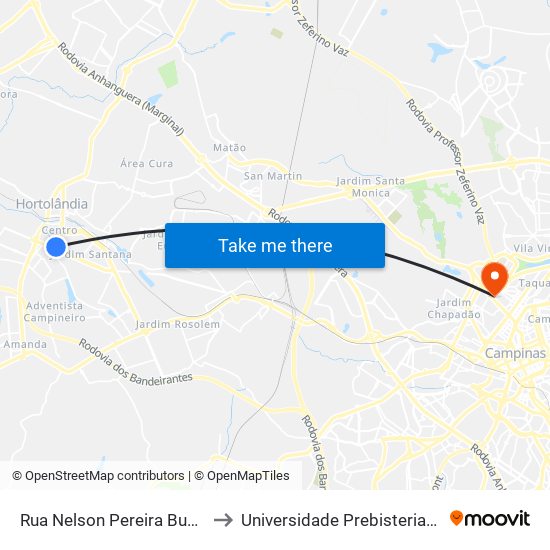 Rua Nelson Pereira Bueno, 407-417 to Universidade Prebisteriana Mackenzie map