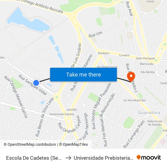 Escola De Cadetes (Sentido Centro) to Universidade Prebisteriana Mackenzie map