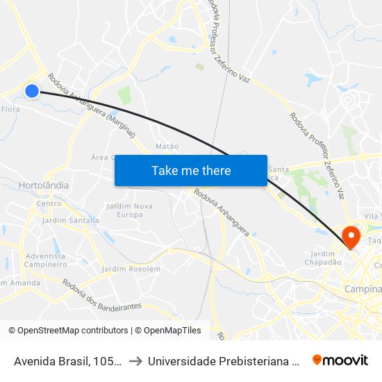 Avenida Brasil, 1055-1121 to Universidade Prebisteriana Mackenzie map