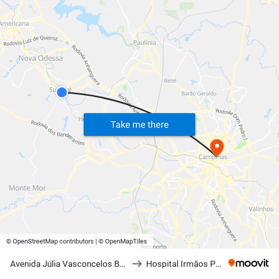 Avenida Júlia Vasconcelos Bufarah, 359 to Hospital Irmãos Penteado map