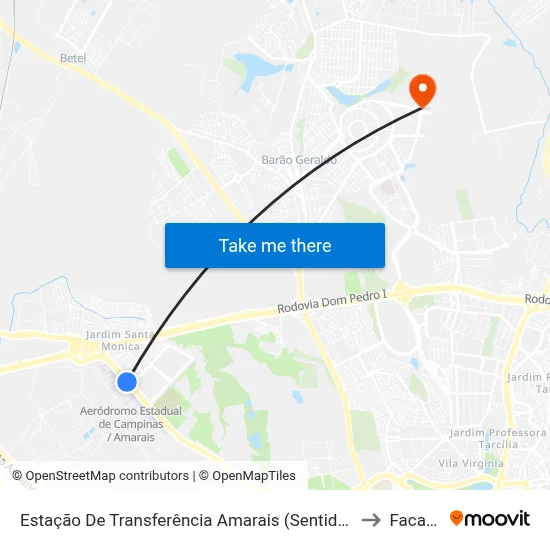 Estação De Transferência Amarais (Sentido Centro) to Facamp map