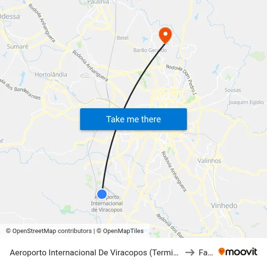Aeroporto Internacional De Viracopos (Terminal 0 - Plataformas De Ônibus Rodoviários) to Facamp map