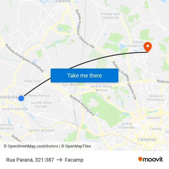 Rua Paraná, 321-387 to Facamp map