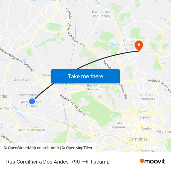 Rua Cordilheira Dos Andes, 790 to Facamp map