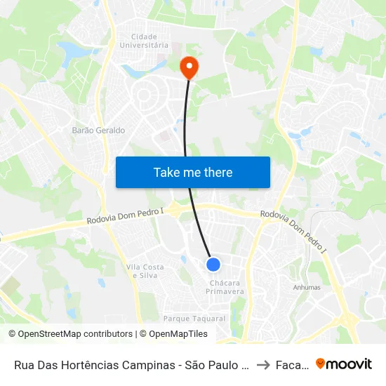 Rua Das Hortências Campinas - São Paulo 13087 Brasil to Facamp map