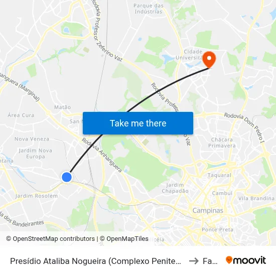 Presídio Ataliba Nogueira (Complexo Penitenciário Campinas-Hortolândia) to Facamp map