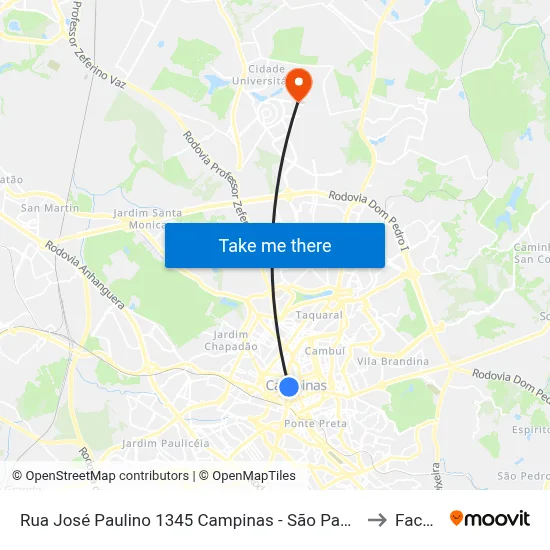 Rua José Paulino 1345 Campinas - São Paulo 13013 Brasil to Facamp map