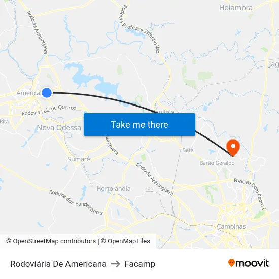 Rodoviária De Americana to Facamp map
