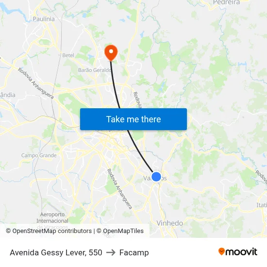 Avenida Gessy Lever, 550 to Facamp map