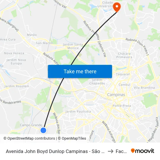 Avenida John Boyd Dunlop Campinas - São Paulo 13059 Brasil to Facamp map