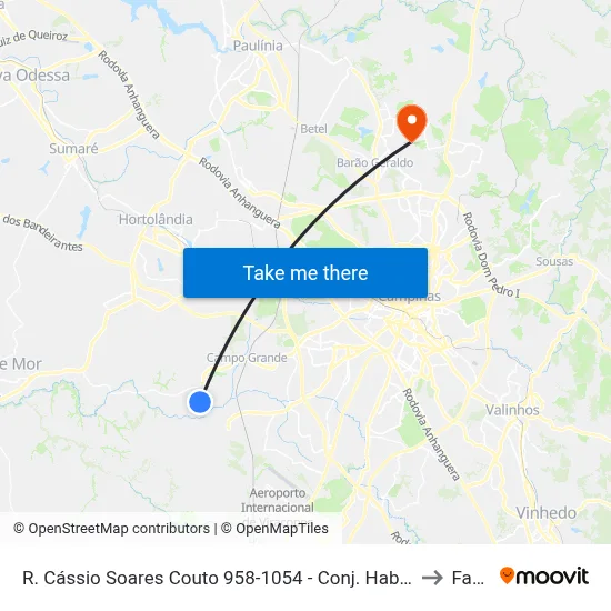R. Cássio Soares Couto 958-1054 - Conj. Hab. Parque Itajai Campinas - SP Brasil to Facamp map