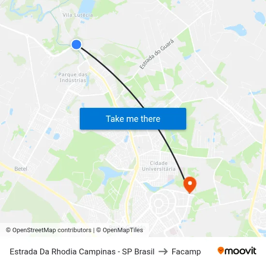 Estrada Da Rhodia Campinas - SP Brasil to Facamp map