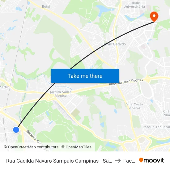 Rua Cacilda Navaro Sampaio Campinas - São Paulo 13067 Brasil to Facamp map