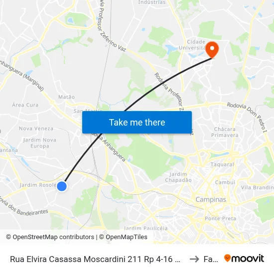 Rua Elvira Casassa Moscardini 211 Rp 4-16 Hortolândia - São Paulo 13185-433 Brasil to Facamp map