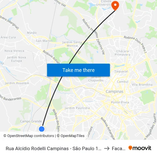Rua Alcídio Rodelli Campinas - São Paulo 13059 Brasil to Facamp map