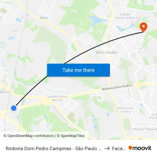 Rodovia Dom Pedro Campinas - São Paulo 13069 Brasil to Facamp map