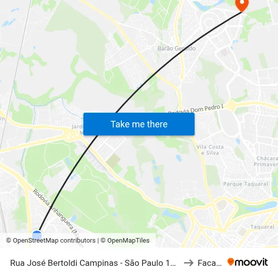 Rua José Bertoldi Campinas - São Paulo 13067 Brasil to Facamp map