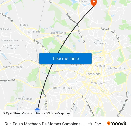 Rua Paulo Machado De Moraes Campinas - São Paulo Brasil to Facamp map