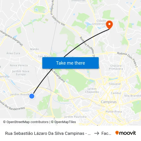 Rua Sebastião Lázaro Da Silva Campinas - São Paulo Brasil to Facamp map