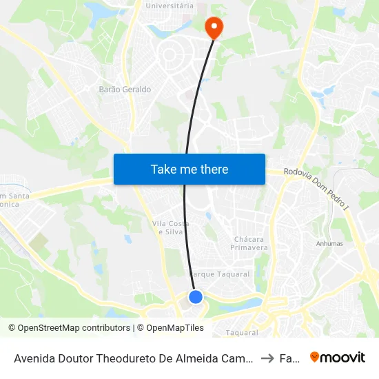 Avenida Doutor Theodureto De Almeida Camargo Campinas - São Paulo Brasil to Facamp map