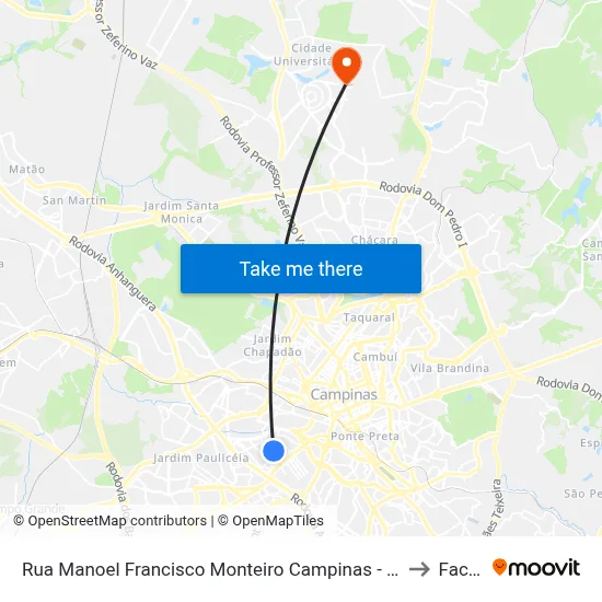 Rua Manoel Francisco Monteiro Campinas - São Paulo 13031 Brasil to Facamp map