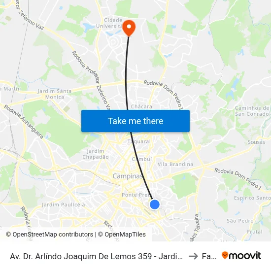 Av. Dr. Arlíndo Joaquim De Lemos 359 - Jardim Proença Campinas - SP 13100-451 Brasil to Facamp map