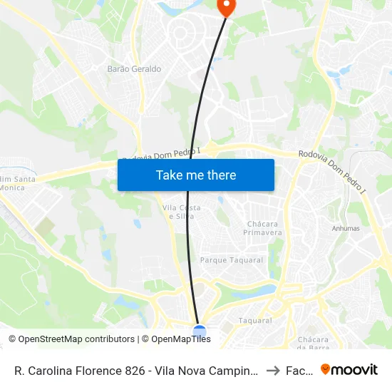 R. Carolina Florence 826 - Vila Nova Campinas - SP 13073-076 Brasil to Facamp map