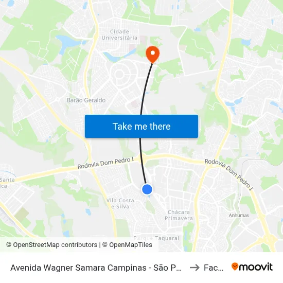 Avenida Wagner Samara Campinas - São Paulo 13081 Brasil to Facamp map