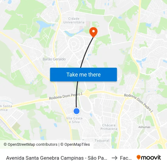 Avenida Santa Genebra Campinas - São Paulo 13081 Brasil to Facamp map