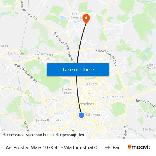 Av. Prestes Maia 507-541 - Vila Industrial Campinas - SP Brasil to Facamp map