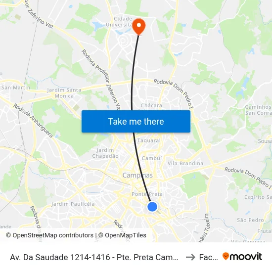 Av. Da Saudade 1214-1416 - Pte. Preta Campinas - SP 13041-670 Brasil to Facamp map