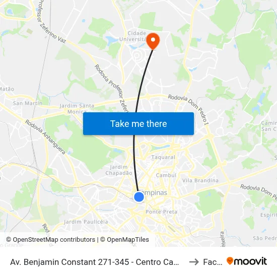 Av. Benjamin Constant 271-345 - Centro Campinas - SP 13010-142 Brasil to Facamp map