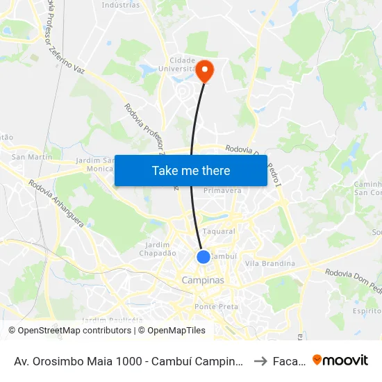Av. Orosimbo Maia 1000 - Cambuí Campinas - SP Brasil to Facamp map